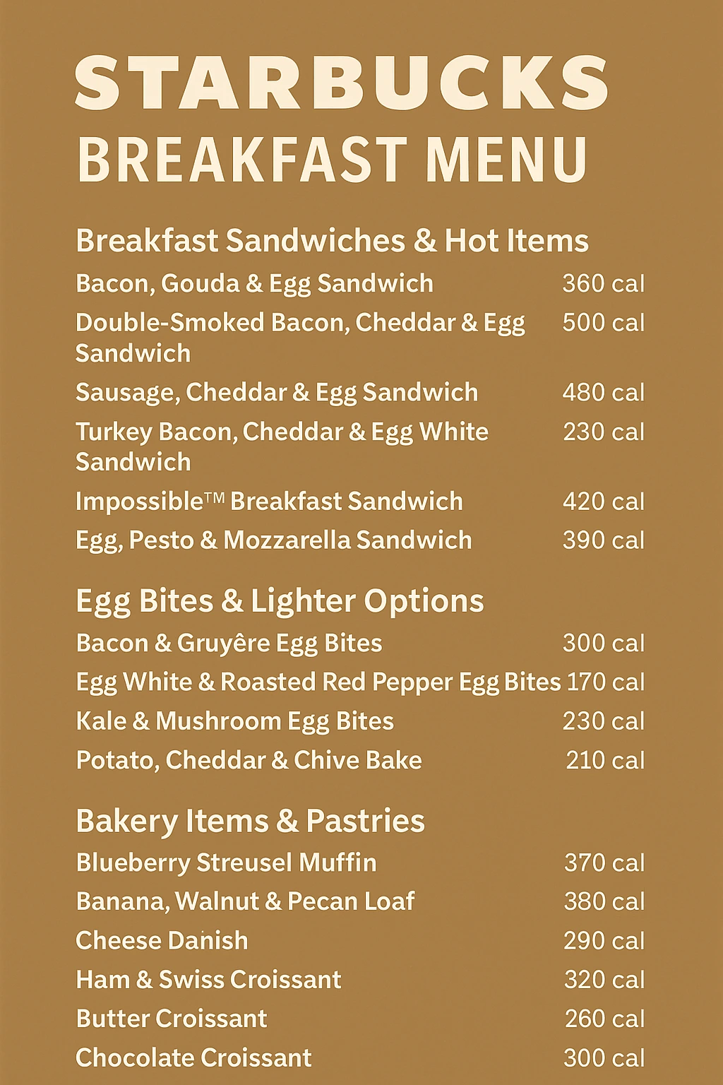 Starbucks Breakfast Menu